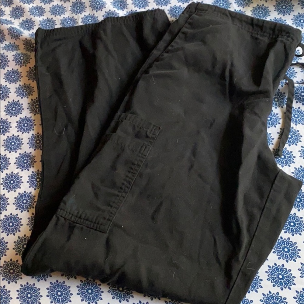 Black scrub pants size small draw string style